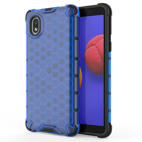 Custodia Silicone Trasparente Laterale 360 Gradi Cover AM1 per Samsung Galaxy A01 Core Blu