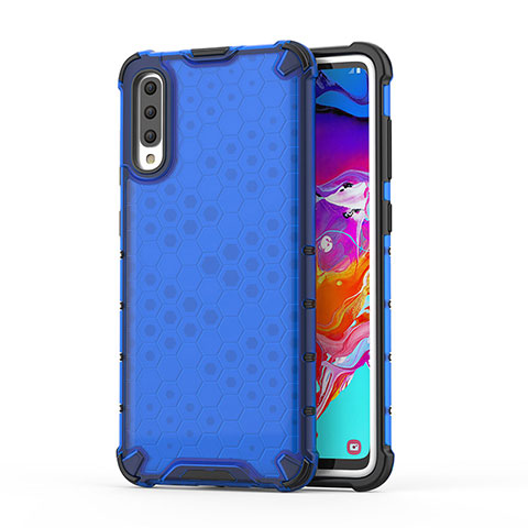 Custodia Silicone Trasparente Laterale 360 Gradi Cover AM1 per Samsung Galaxy A70 Blu