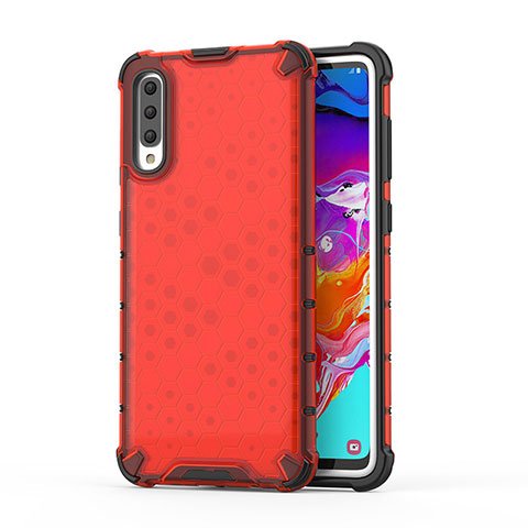 Custodia Silicone Trasparente Laterale 360 Gradi Cover AM1 per Samsung Galaxy A70 Rosso