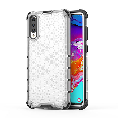 Custodia Silicone Trasparente Laterale 360 Gradi Cover AM1 per Samsung Galaxy A70S Bianco