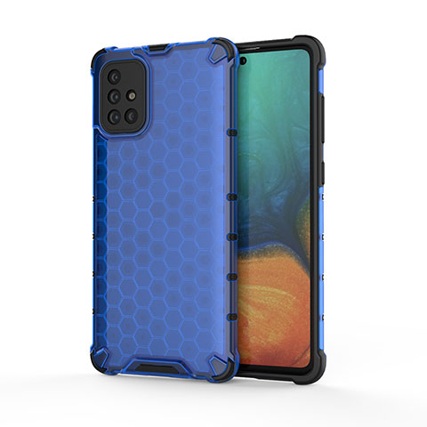 Custodia Silicone Trasparente Laterale 360 Gradi Cover AM1 per Samsung Galaxy A71 5G Blu