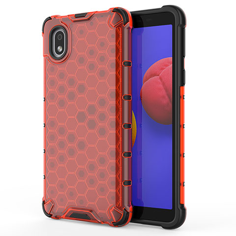 Custodia Silicone Trasparente Laterale 360 Gradi Cover AM1 per Samsung Galaxy M01 Core Rosso