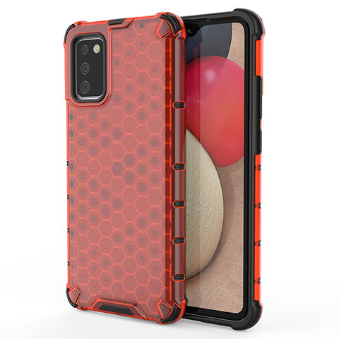 Custodia Silicone Trasparente Laterale 360 Gradi Cover AM1 per Samsung Galaxy M02s Rosso