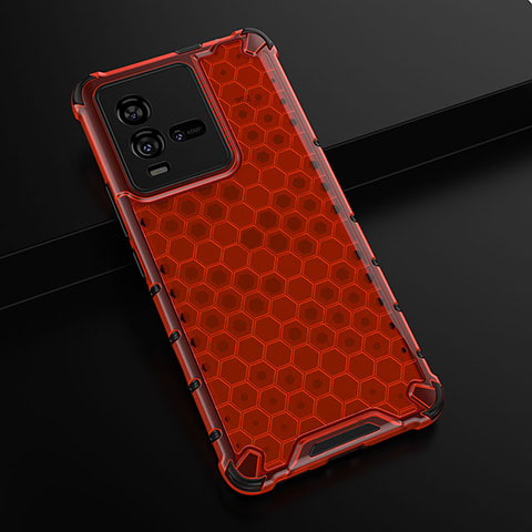 Custodia Silicone Trasparente Laterale 360 Gradi Cover AM1 per Vivo iQOO 9T 5G Rosso