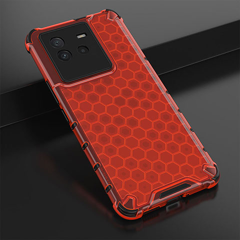 Custodia Silicone Trasparente Laterale 360 Gradi Cover AM1 per Vivo iQOO Neo6 SE 5G Rosso