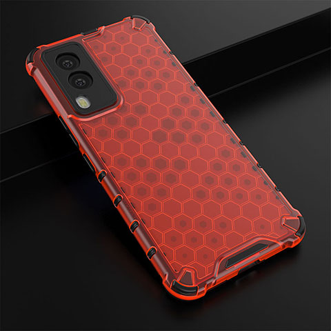 Custodia Silicone Trasparente Laterale 360 Gradi Cover AM1 per Vivo V21e 5G Rosso