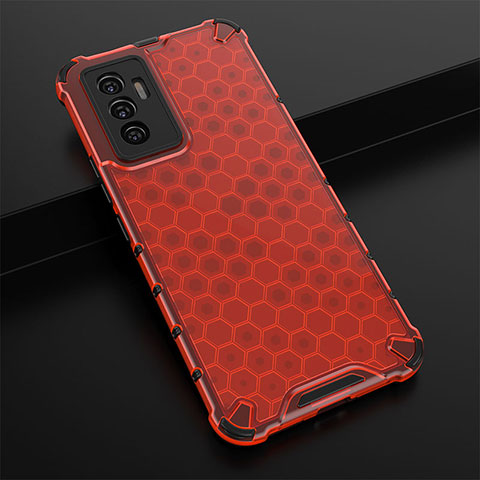 Custodia Silicone Trasparente Laterale 360 Gradi Cover AM1 per Vivo V23e Rosso