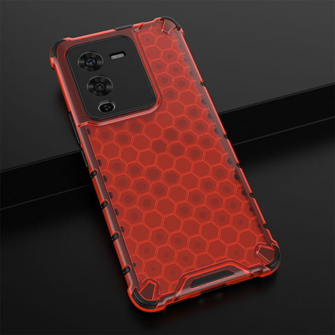 Custodia Silicone Trasparente Laterale 360 Gradi Cover AM1 per Vivo V25 Pro 5G Rosso