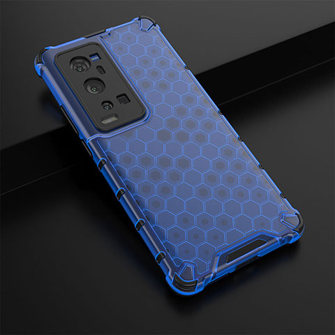 Custodia Silicone Trasparente Laterale 360 Gradi Cover AM1 per Vivo X60 Pro+ Plus 5G Blu