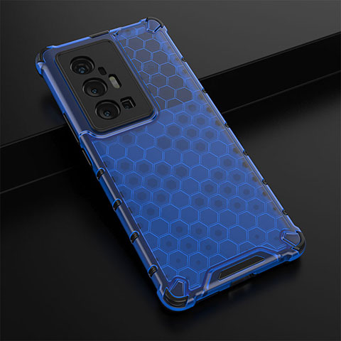 Custodia Silicone Trasparente Laterale 360 Gradi Cover AM1 per Vivo X70 Pro+ Plus 5G Blu