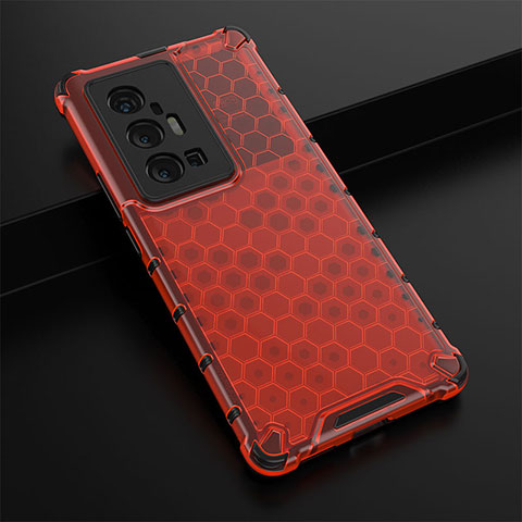 Custodia Silicone Trasparente Laterale 360 Gradi Cover AM1 per Vivo X70 Pro+ Plus 5G Rosso