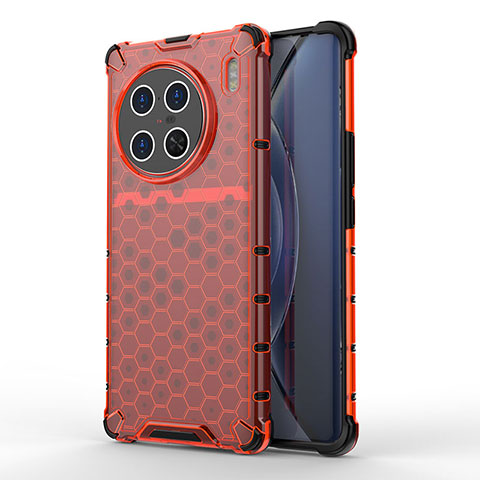 Custodia Silicone Trasparente Laterale 360 Gradi Cover AM1 per Vivo X90 Pro+ Plus 5G Rosso