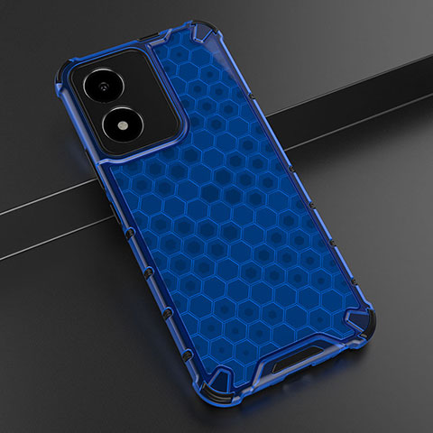 Custodia Silicone Trasparente Laterale 360 Gradi Cover AM1 per Vivo Y02S Blu