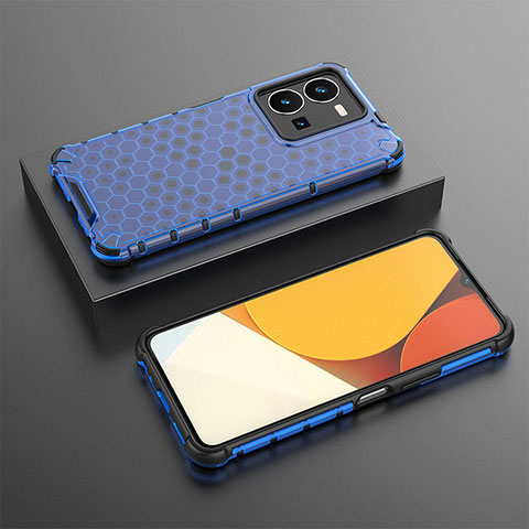 Custodia Silicone Trasparente Laterale 360 Gradi Cover AM1 per Vivo Y35 4G Blu