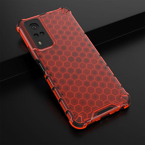 Custodia Silicone Trasparente Laterale 360 Gradi Cover AM1 per Vivo Y51 (2021) Rosso