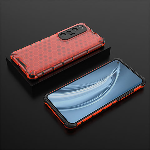 Custodia Silicone Trasparente Laterale 360 Gradi Cover AM1 per Xiaomi Mi 10S 5G Rosso