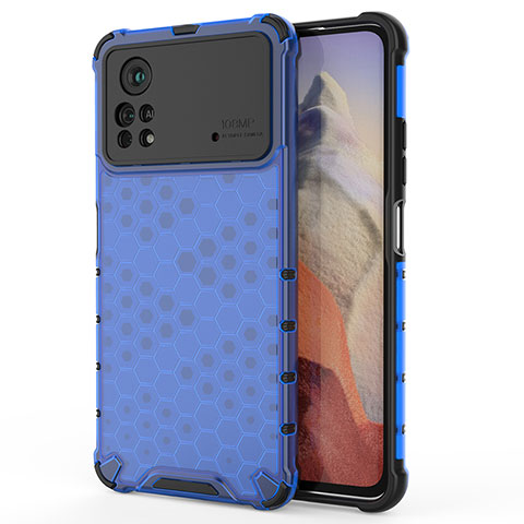 Custodia Silicone Trasparente Laterale 360 Gradi Cover AM1 per Xiaomi Poco X4 Pro 5G Blu