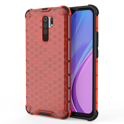 Custodia Silicone Trasparente Laterale 360 Gradi Cover AM1 per Xiaomi Redmi 9 Prime India Rosso