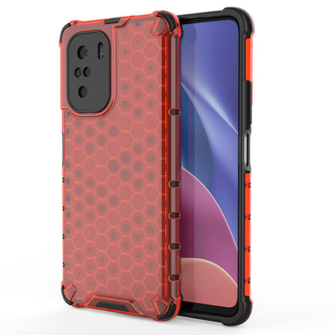 Custodia Silicone Trasparente Laterale 360 Gradi Cover AM1 per Xiaomi Redmi K40 Pro+ Plus 5G Rosso