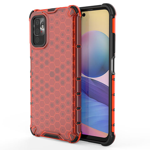 Custodia Silicone Trasparente Laterale 360 Gradi Cover AM1 per Xiaomi Redmi Note 10T 5G Rosso