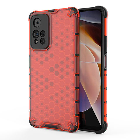 Custodia Silicone Trasparente Laterale 360 Gradi Cover AM1 per Xiaomi Redmi Note 11 Pro+ Plus 5G Rosso