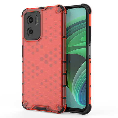 Custodia Silicone Trasparente Laterale 360 Gradi Cover AM1 per Xiaomi Redmi Note 11E 5G Rosso