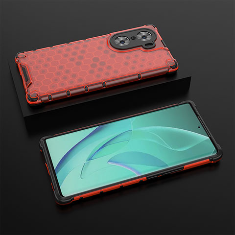 Custodia Silicone Trasparente Laterale 360 Gradi Cover AM2 per Huawei Honor 60 Pro 5G Rosso