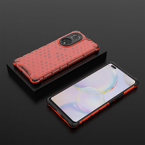 Custodia Silicone Trasparente Laterale 360 Gradi Cover AM2 per Huawei Nova 9 Pro Rosso