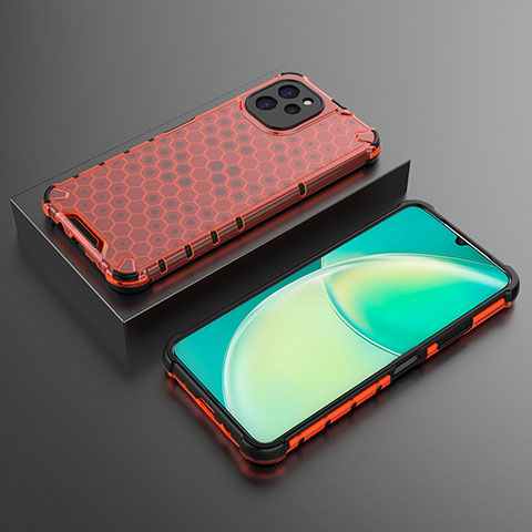 Custodia Silicone Trasparente Laterale 360 Gradi Cover AM2 per Huawei Nova Y61 Rosso