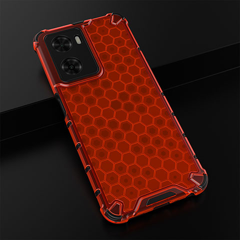 Custodia Silicone Trasparente Laterale 360 Gradi Cover AM2 per Oppo A77s Rosso