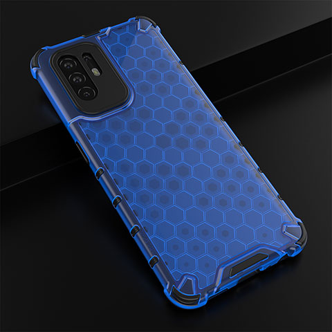 Custodia Silicone Trasparente Laterale 360 Gradi Cover AM2 per Oppo F19 Pro+ Plus 5G Blu