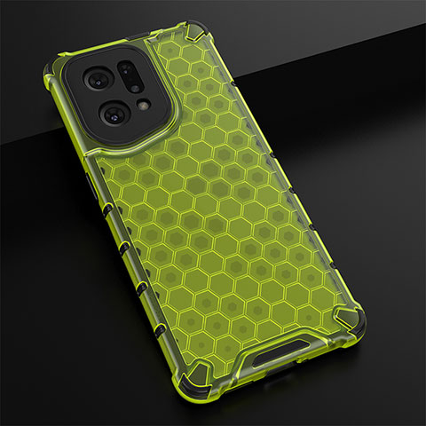 Custodia Silicone Trasparente Laterale 360 Gradi Cover AM2 per Oppo Find X5 5G Verde