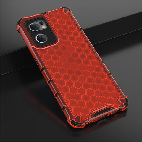 Custodia Silicone Trasparente Laterale 360 Gradi Cover AM2 per Oppo Find X5 Lite 5G Rosso