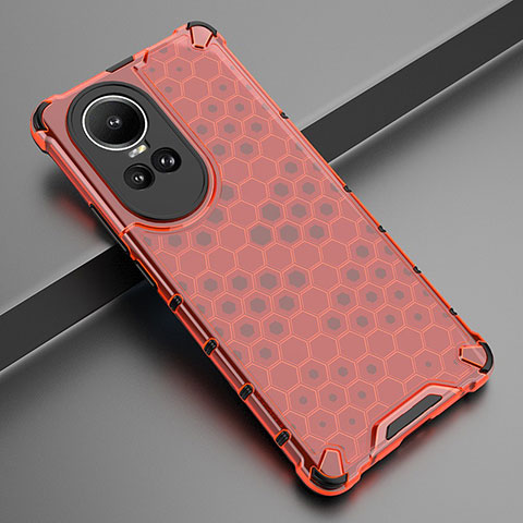 Custodia Silicone Trasparente Laterale 360 Gradi Cover AM2 per Oppo Reno10 Pro 5G Rosso