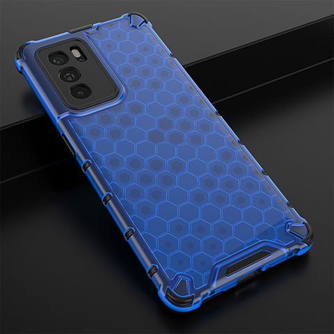 Custodia Silicone Trasparente Laterale 360 Gradi Cover AM2 per Oppo Reno6 Pro 5G India Blu