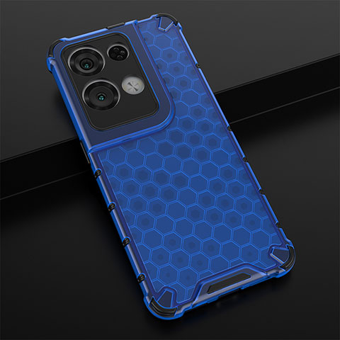 Custodia Silicone Trasparente Laterale 360 Gradi Cover AM2 per Oppo Reno8 Pro 5G Blu