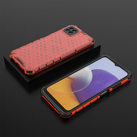 Custodia Silicone Trasparente Laterale 360 Gradi Cover AM2 per Samsung Galaxy A22s 5G Rosso