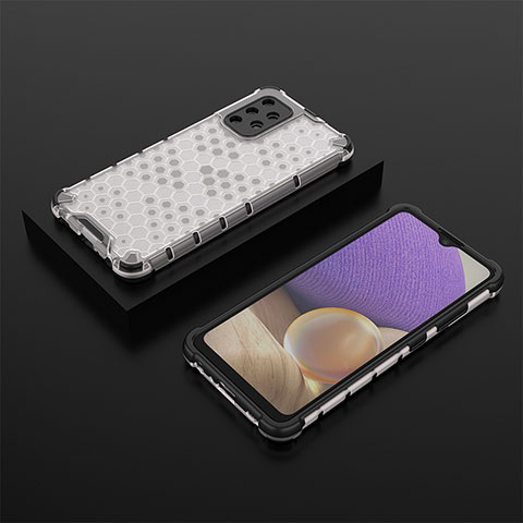 Custodia Silicone Trasparente Laterale 360 Gradi Cover AM2 per Samsung Galaxy A32 4G Bianco