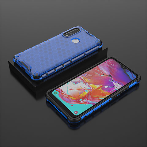 Custodia Silicone Trasparente Laterale 360 Gradi Cover AM2 per Samsung Galaxy A70E Blu