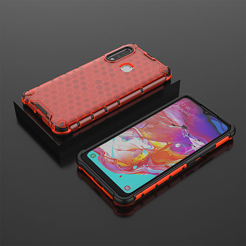 Custodia Silicone Trasparente Laterale 360 Gradi Cover AM2 per Samsung Galaxy A70E Rosso