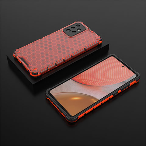 Custodia Silicone Trasparente Laterale 360 Gradi Cover AM2 per Samsung Galaxy A72 4G Rosso