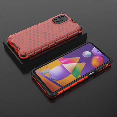 Custodia Silicone Trasparente Laterale 360 Gradi Cover AM2 per Samsung Galaxy M31s Rosso