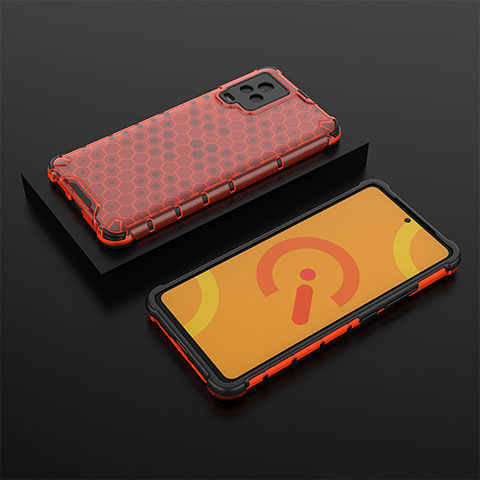 Custodia Silicone Trasparente Laterale 360 Gradi Cover AM2 per Vivo iQOO 7 Legend 5G Rosso