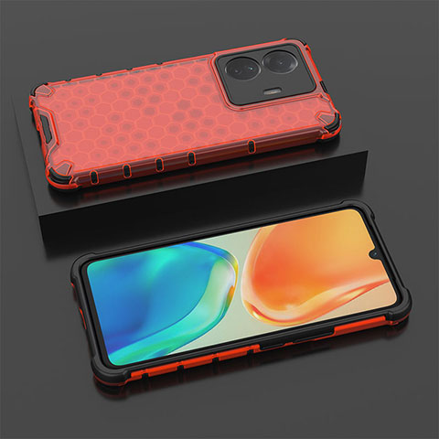 Custodia Silicone Trasparente Laterale 360 Gradi Cover AM2 per Vivo iQOO Z6 Pro 5G Rosso