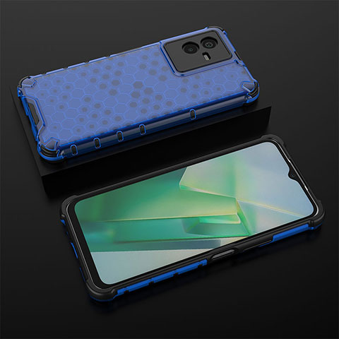 Custodia Silicone Trasparente Laterale 360 Gradi Cover AM2 per Vivo iQOO Z6x Blu