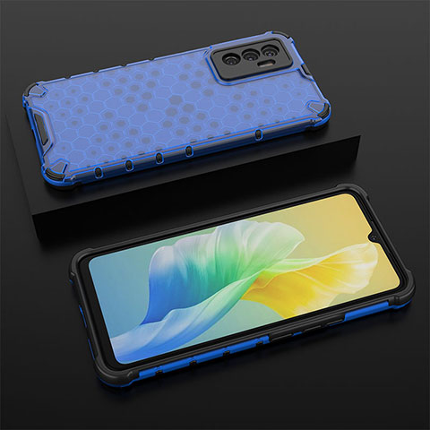 Custodia Silicone Trasparente Laterale 360 Gradi Cover AM2 per Vivo V23e Blu