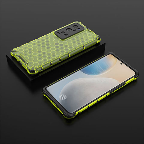 Custodia Silicone Trasparente Laterale 360 Gradi Cover AM2 per Vivo X60 Pro+ Plus 5G Verde