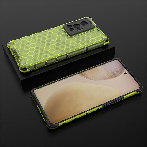 Custodia Silicone Trasparente Laterale 360 Gradi Cover AM2 per Vivo X70 Pro 5G Verde