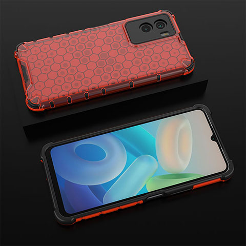 Custodia Silicone Trasparente Laterale 360 Gradi Cover AM2 per Vivo Y72t Rosso