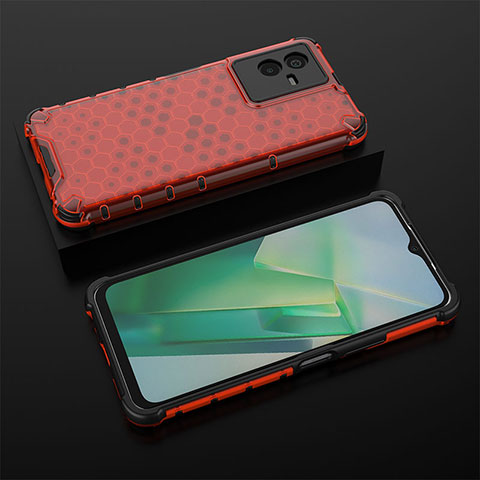 Custodia Silicone Trasparente Laterale 360 Gradi Cover AM2 per Vivo Y73t Rosso